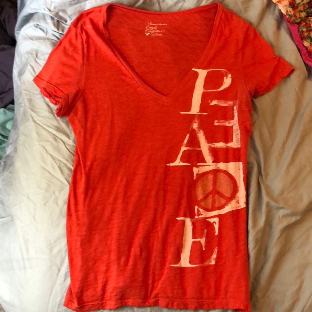 Orange v neck American Eagle